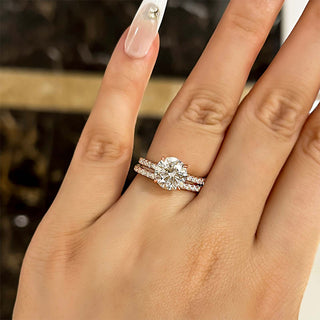3.00CT Round Cut Diamond Hidden Halo Pave Wedding Ring Set