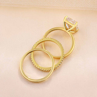 5.00CT Radiant Cut Diamond Solitaire Engagement Ring Set