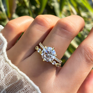 3.00CT Round Cut Diamond Hidden Halo Pave Egagement Ring Set