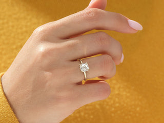 Classic solitaire Asscher-cut moissanite diamond ring for modern brides