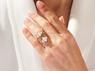 Marquise Moissanite Diamond Cluster Engagement Ring with sparkling center stone and surrounding cluster accents for modern bridal elegance