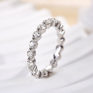 Round Moissanite Diamond Full Eternity Wedding Band