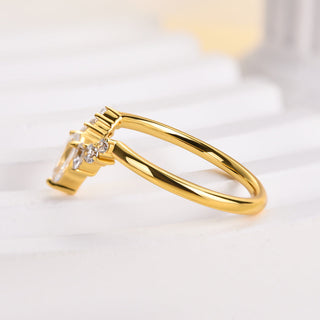 Pear & Round Moissanite Diamond Curve Wedding Band