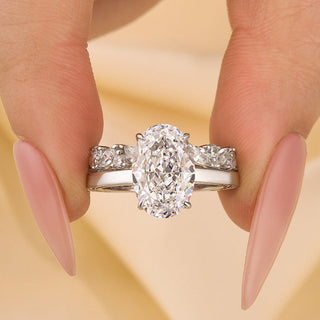 4.0CT Oval Moissanite Diamond Unique Bridal Engagement Ring
