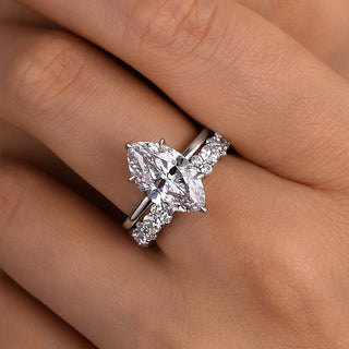3.0CT Marquise Moissanite Diamond Antique Bridal Engagement Ring Set