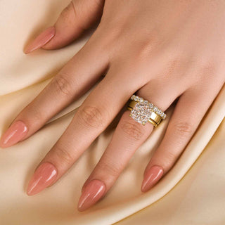 5.0CT Cushion Moissanite Diamond Antique Bridal Engagement Ring Set