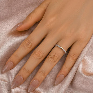 Round Moissanite Diamond Full Eternity Wedding Band