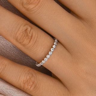 Round Moissanite Diamond Full Eternity Wedding Band