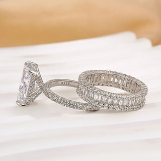 6.0CT Radiant Moissanite Diamond Hidden Halo Antique pave Bridal Engagement Ring Set (Copy)