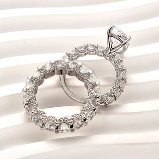 3.0CT Pear Moissanite Diamond Pave Bridal Engagement Ring Set