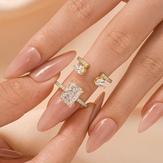 3.5CT Radiant Moissanite Diamond Antique Bridal Engagement Ring set