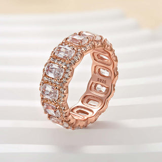 Cushion Moissanite Diamond Halo Full Eternity Wedding Band