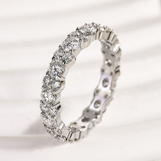 Round Moissanite Diamond Full Eternity Wedding Band