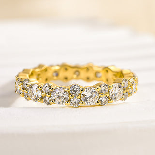 Round Moissanite Diamond Full Eternity Wedding Band