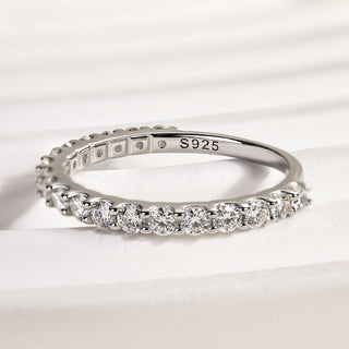 Round Moissanite Diamond Half Eternity Wedding Band