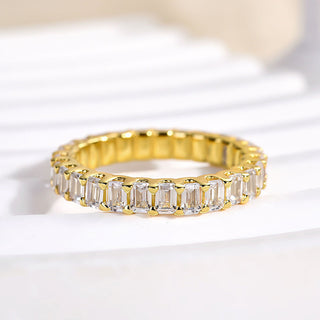 Emerald Cut Moissanite Diamond Full Eternity Wedding Band