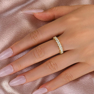 Round Moissanite Diamond Full Eternity Wedding Band