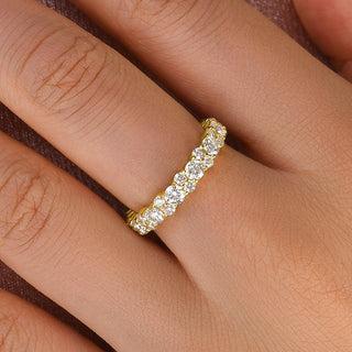 Round Moissanite Diamond Full Eternity Wedding Band
