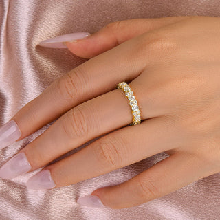 Round Moissanite Diamond Full Eternity Wedding Band