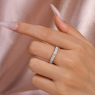 Round Moissanite Diamond Full Eternity Wedding Band