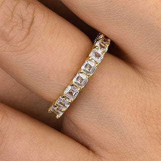 Asscher Moissanite Diamond Half Eternity Wedding Band
