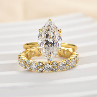 3.0CT Marquise Moissanite Diamond Antique Bridal Engagement Ring Set