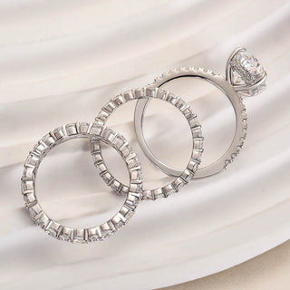 3.5CT Oval Moissanite Diamond Hidden Halo Pave Bridal Engagement Ring Set