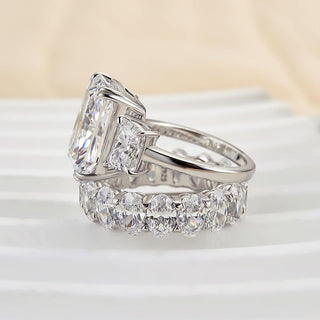 8.0CT Radiant Moissanite Diamond Three Stone Bridal Engagement Ring