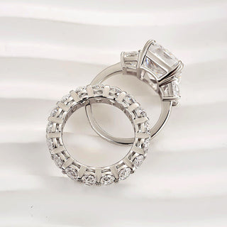 8.0CT Radiant Moissanite Diamond Three Stone Bridal Engagement Ring
