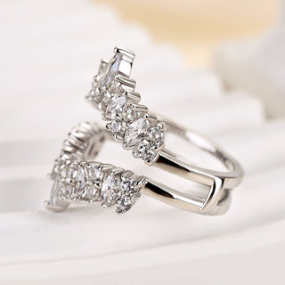 Marquise & Round Moissanite Diamond Unique Wedding Band