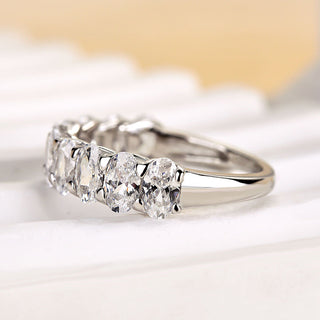 Oval Moissanite Diamond Half Eternity Wedding Band