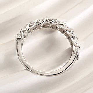 Oval Moissanite Diamond Half Eternity Wedding Band