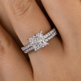 2.0CT Princess Moissanite Diamond Pave Engagement Ring