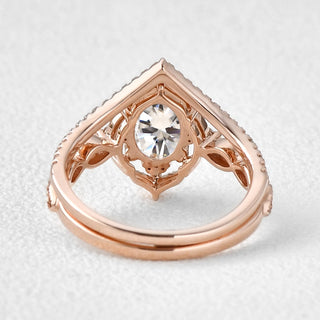 1.50 CT Oval Moonstone June Birthstone Vintage Bridal Ring Set in 925 Sterling Silver