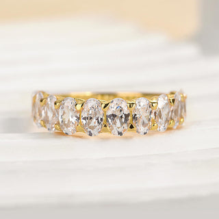 Oval Moissanite Diamond Half Eternity Wedding Band