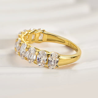 Oval Moissanite Diamond Half Eternity Wedding Band
