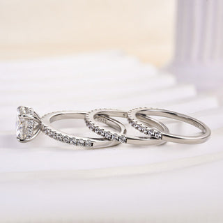 2.0CT Round Moissanite Diamond Halo Pave Bridal Engagement Ring Set