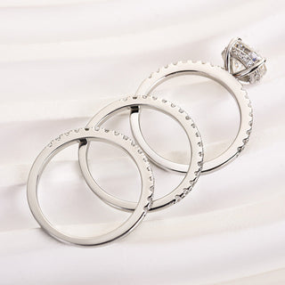2.0CT Round Moissanite Diamond Halo Pave Bridal Engagement Ring Set