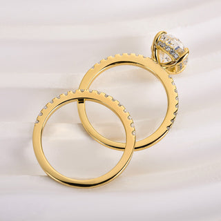 4.0CT Oval Moissanite Diamond Hidden Halo Pave Bridal Engagement Ring Set