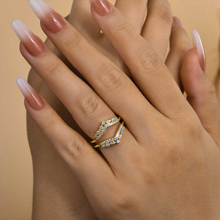 Marquise &  Round Moissanite Diamond Curve Wedding Band