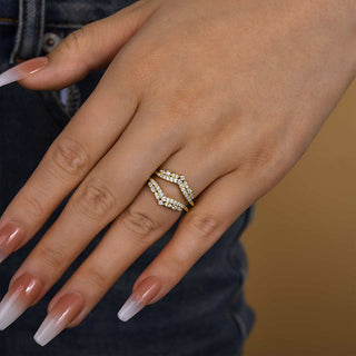 Marquise &  Round Moissanite Diamond Curve Wedding Band