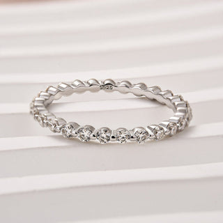 Round Moissanite Diamond Full Eternity Wedding Band