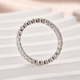 Round Moissanite Diamond Full Eternity Wedding Band