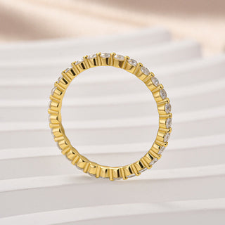 Round Moissanite Diamond Full Eternity Wedding Band