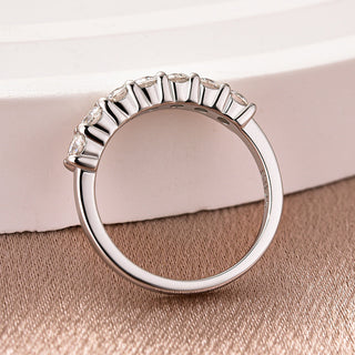 Round  Moissanite Diamond Half  Eternity Wedding Band