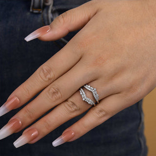 Marquise &  Round Moissanite Diamond Curve Wedding Band