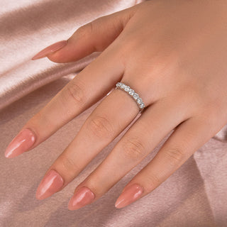 Round  Moissanite Diamond Half  Eternity Wedding Band