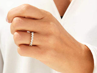 Baguette Moissanite Diamond Half Eternity Wedding Band