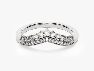 Round Moissanite Diamond  Antique Curve Wedding Band