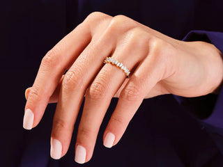 Baguette Moissanite Diamond Half Eternity Wedding Band